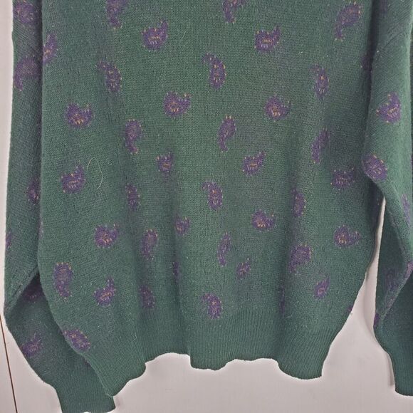Vintage Collectif Sweater Grandpa 80s Wool Blend Made In Italy Paisley Mens L - Picture 9 of 9